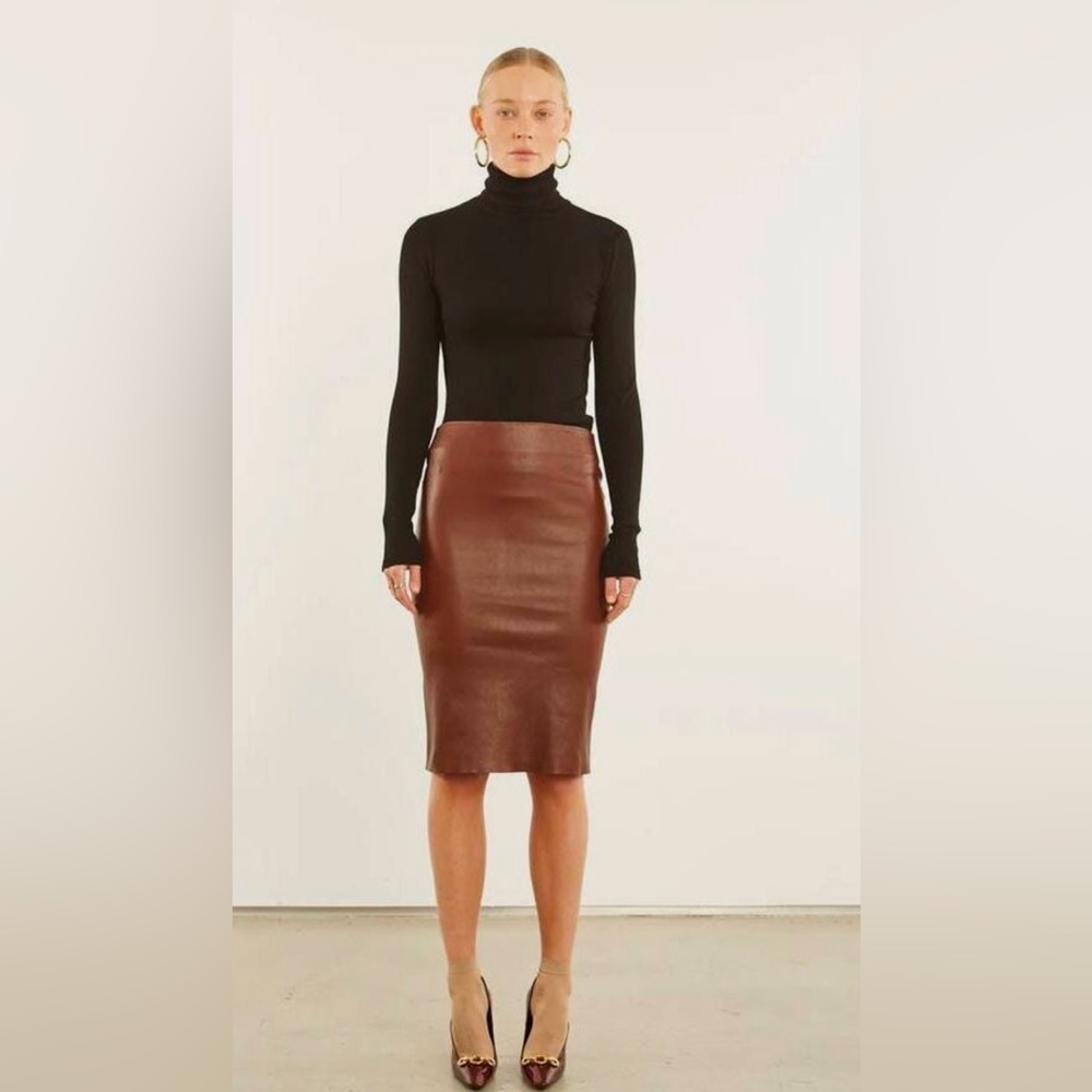 SPRWMN Leather Tube Skirt in Cognac